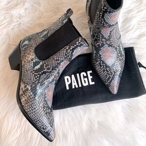 PAIGE Willa Chelsea style multicolor snake print leather bootie NWOT size 6.5